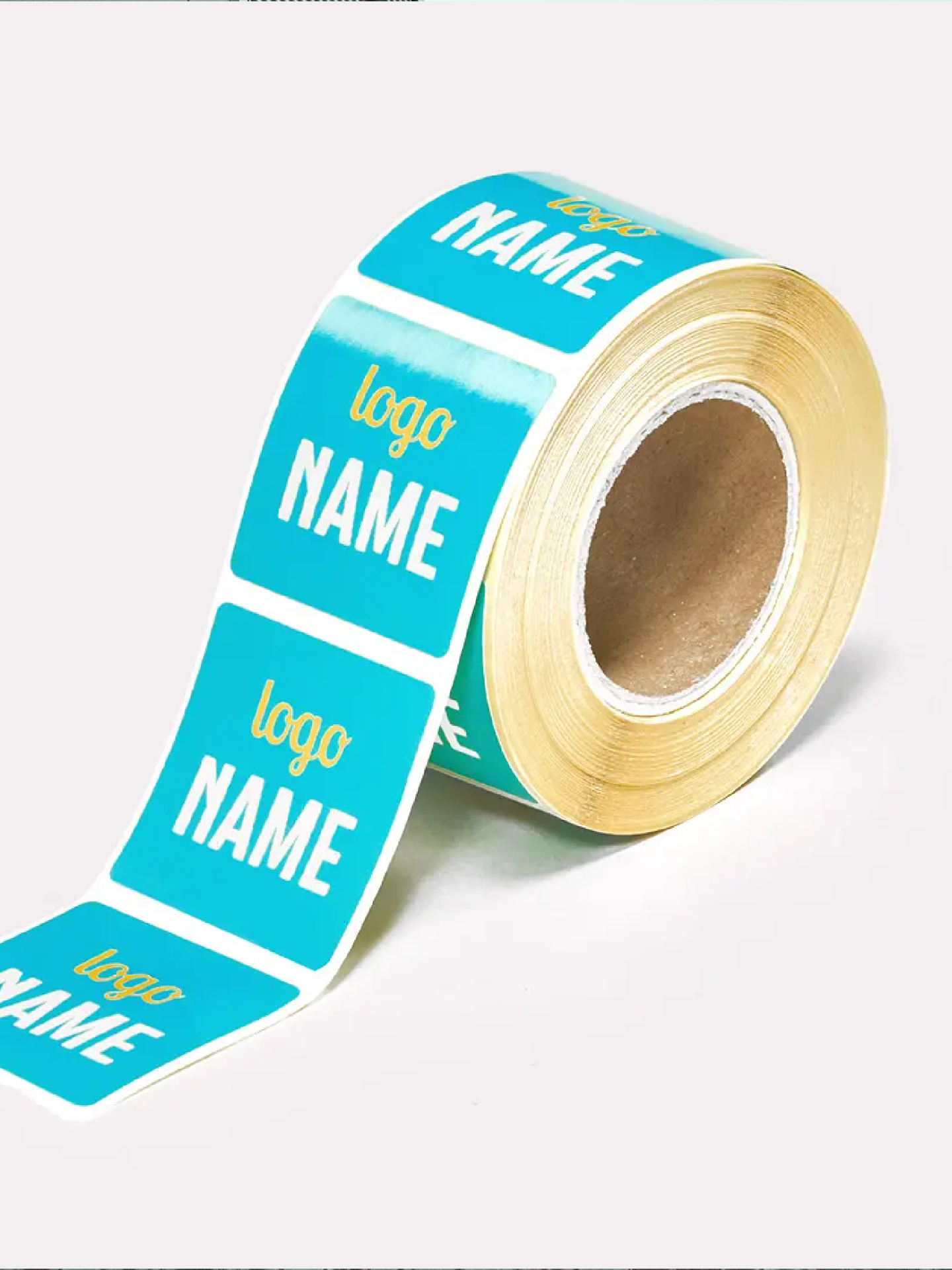 Stickers op rol met logo en naam — full-color bedrukt